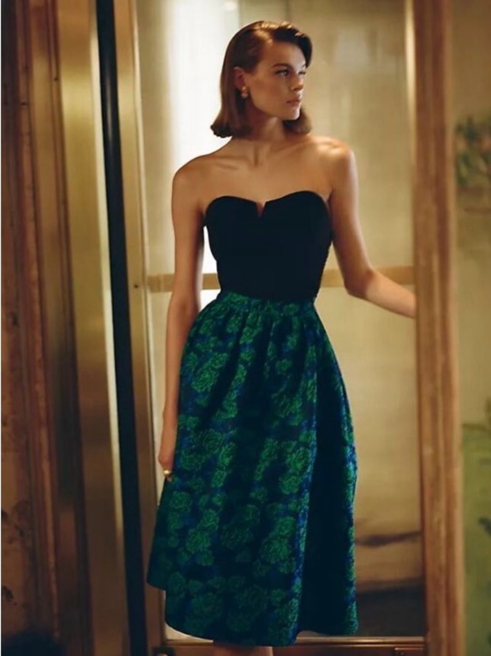 Anthropologie Sunday in Brooklyn Floral Jacquard Midi Skirt NWOT